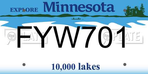 FYW701 Minnesota License Plate