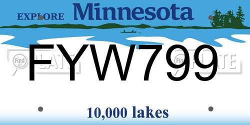 FYW799 Minnesota License Plate