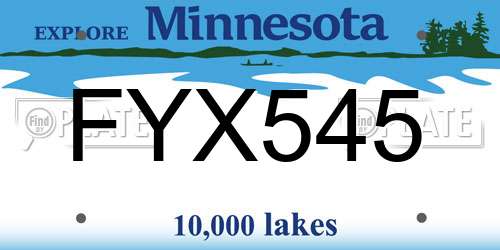 FYX545 Minnesota License Plate