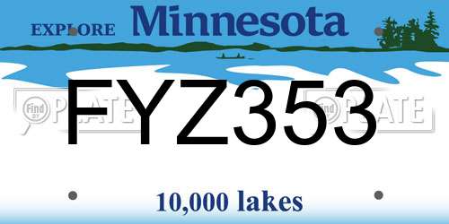 FYZ353 Minnesota License Plate
