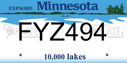 FYZ494 Minnesota License Plate