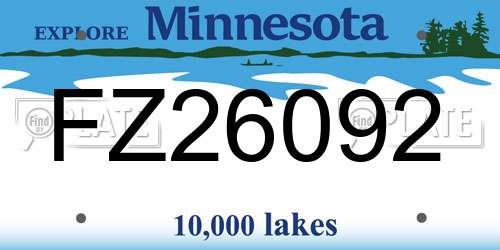 FZ26092 Minnesota License Plate