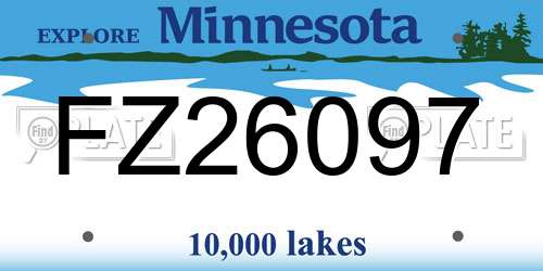 FZ26097 Minnesota License Plate