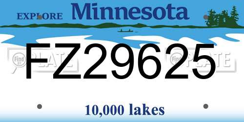 FZ29625 Minnesota License Plate