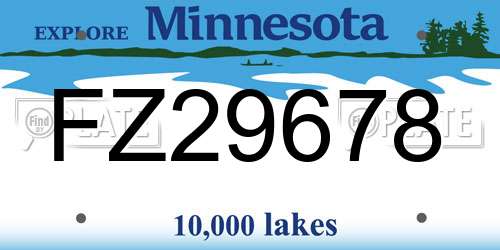 FZ29678 Minnesota License Plate