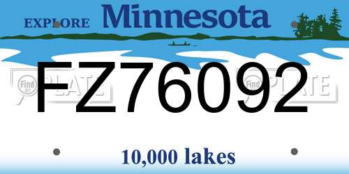 FZ76092 Minnesota License Plate