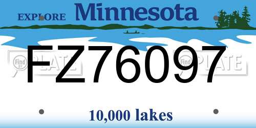 FZ76097 Minnesota License Plate