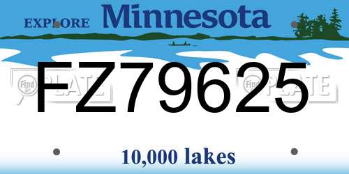 FZ79625 Minnesota License Plate