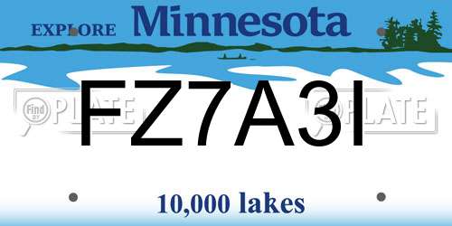 FZ7A3I Minnesota License Plate
