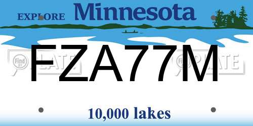 FZA77M Minnesota License Plate