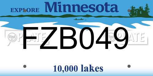 FZB049 Minnesota License Plate
