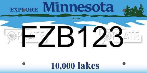 FZB123 Minnesota License Plate