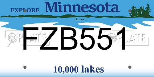 FZB551 Minnesota License Plate