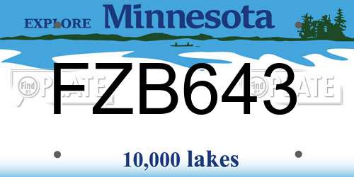FZB643 Minnesota License Plate