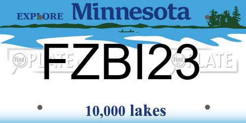 FZBI23 Minnesota License Plate