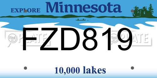FZD819 Minnesota License Plate