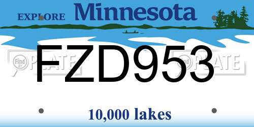FZD953 Minnesota License Plate