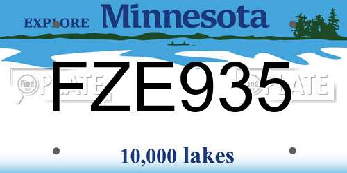 FZE935 Minnesota License Plate