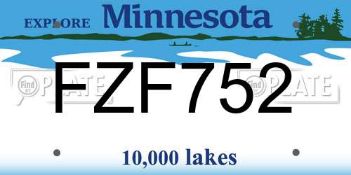 FZF752 Minnesota License Plate