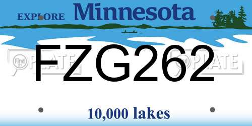 FZG262 Minnesota License Plate