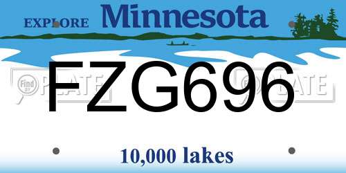 FZG696 Minnesota License Plate
