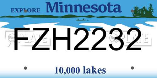 FZH2232 Minnesota License Plate