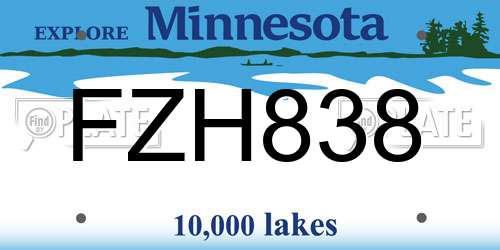 FZH838 Minnesota License Plate