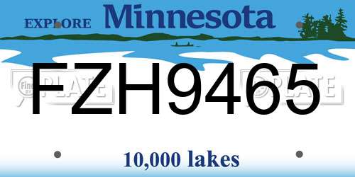 FZH9465 Minnesota License Plate