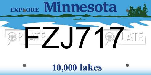 FZJ717 Minnesota License Plate