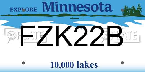 FZK22B Minnesota License Plate
