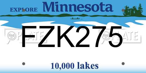FZK275 Minnesota License Plate