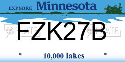 FZK27B Minnesota License Plate