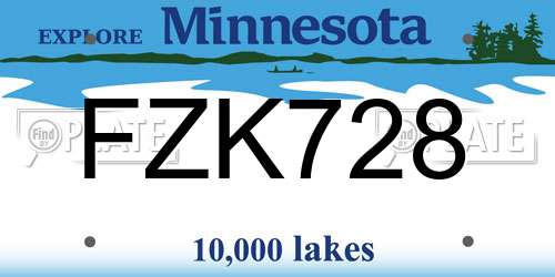 FZK728 Minnesota License Plate