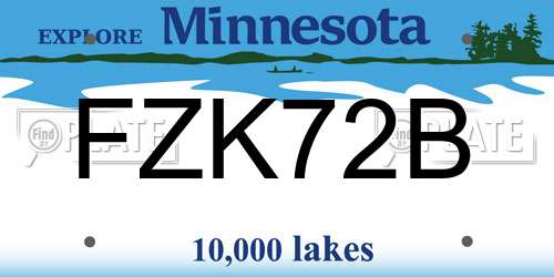 FZK72B Minnesota License Plate