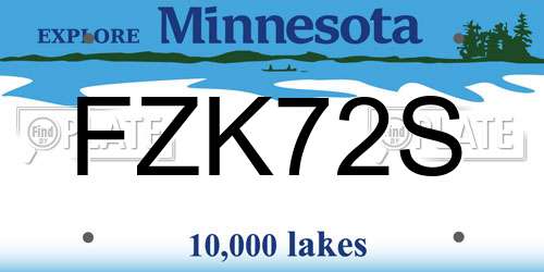 FZK72S Minnesota License Plate