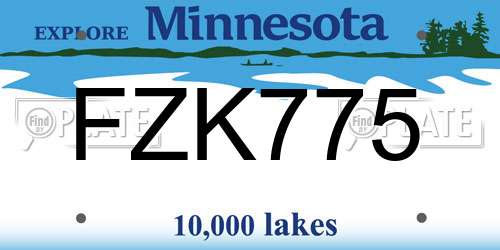 FZK775 Minnesota License Plate