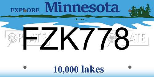 FZK778 Minnesota License Plate