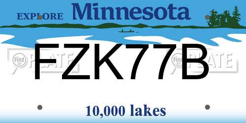 FZK77B Minnesota License Plate