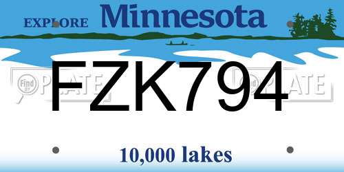 FZK794 Minnesota License Plate
