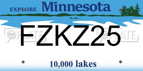 FZKZ25 Minnesota License Plate