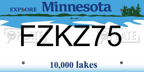 FZKZ75 Minnesota License Plate