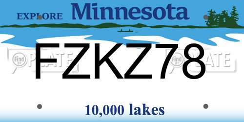 FZKZ78 Minnesota License Plate