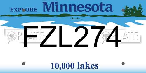 FZL274 Minnesota License Plate