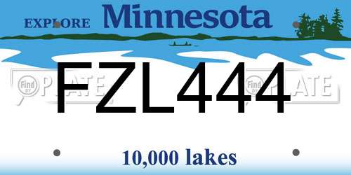 FZL444 Minnesota License Plate
