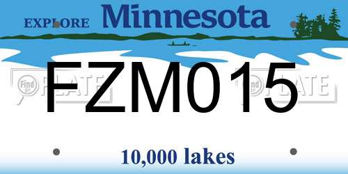 FZM015 Minnesota License Plate
