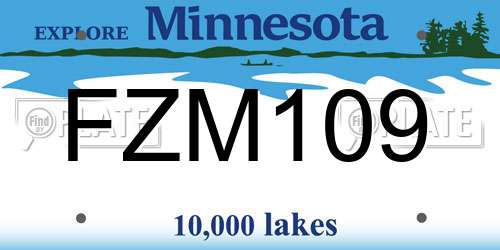 FZM109 Minnesota License Plate
