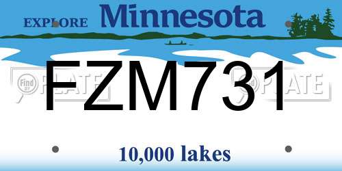 FZM731 Minnesota License Plate