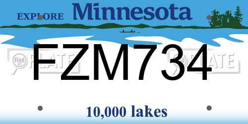 FZM734 Minnesota License Plate