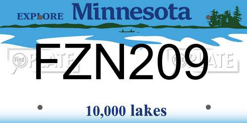 FZN209 Minnesota License Plate