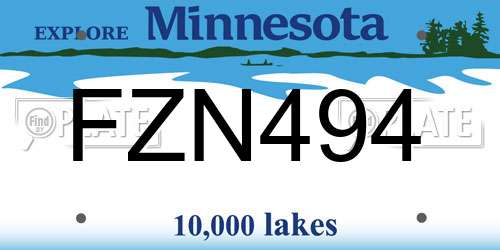 FZN494 Minnesota License Plate